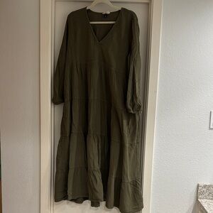 Olive Green Tiered Maxi Dress